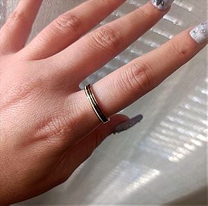 Ατσάλινο δαχτυλίδι ριγέ ροζ χρυσό