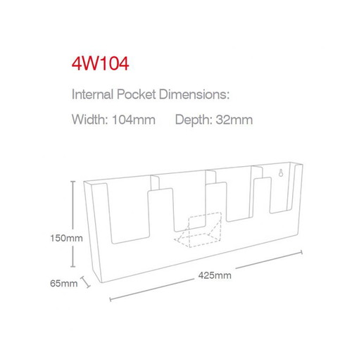 Taymar Wall-Mounted Stand 4 Slots Used for 10x21cm Brochures