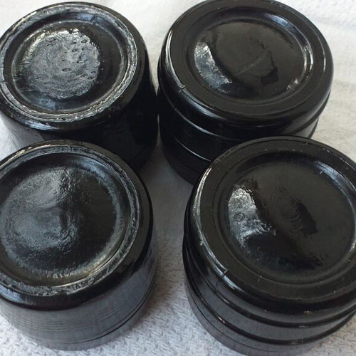 Callidermine collectible cream jars set of 4, glass with plastic lid