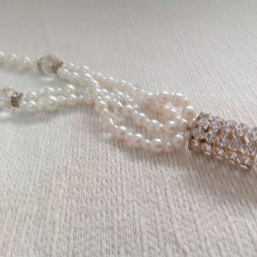 Pearl necklace used, white bayadere, faux bijoux