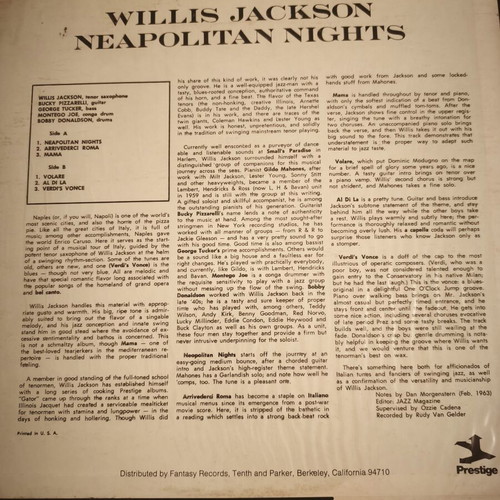 Willis Jackson Neapolitan Nights vinyl LP like new, jazz