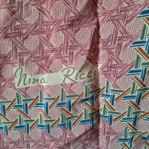 Nina Ricci vintage silk scarf used, pink
