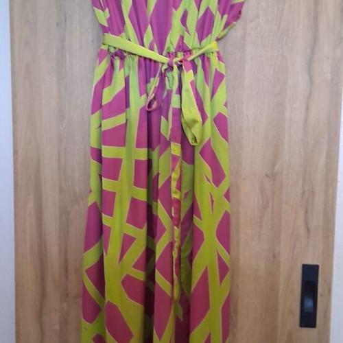 Satin dress plus size Honey XL magenta and lime like new