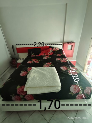 Bed with two nightstands and mattress like new