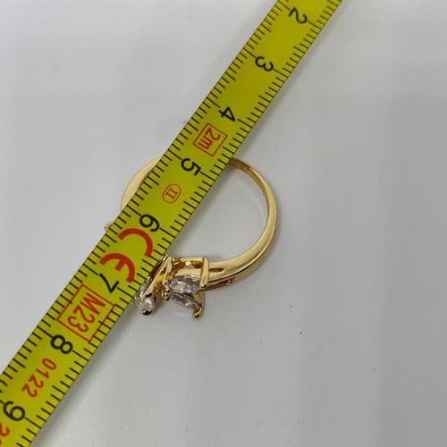 Elegant women's ring with central crystal and decorative petals, like new