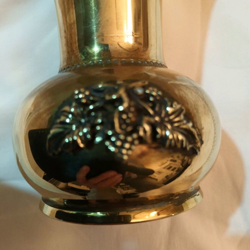 Brass vase art piece with signature like new