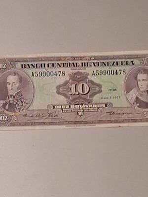 10 Bolivares banknote Venezuela 1977
