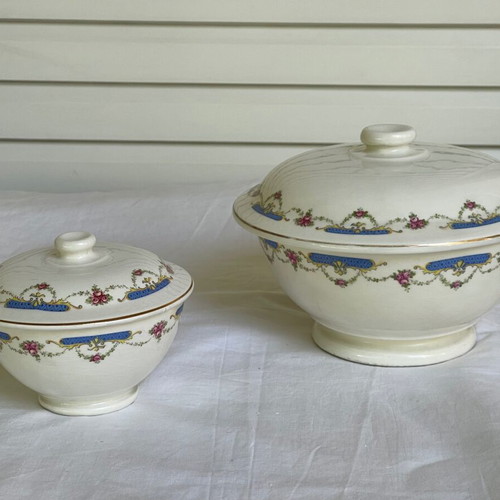 Set of 2 used Ditmar Urbach porcelain bowls/fondue pots