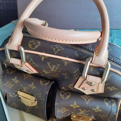 Louis Vuitton Manhattan PM bag new beige and brown leather canvas