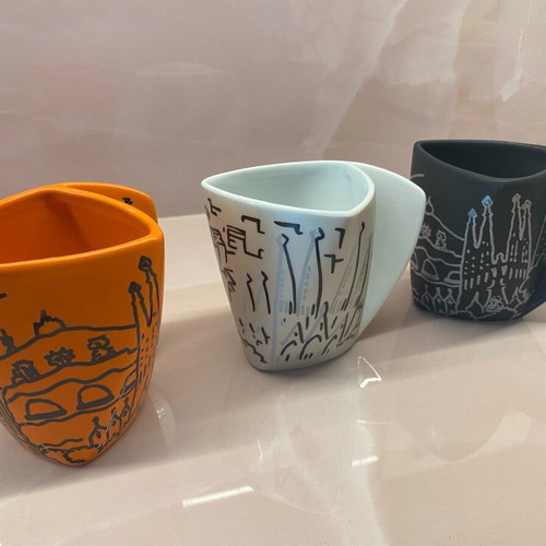 Souvenir Barcelona mug set inspired by Antoni Gaudí architecture