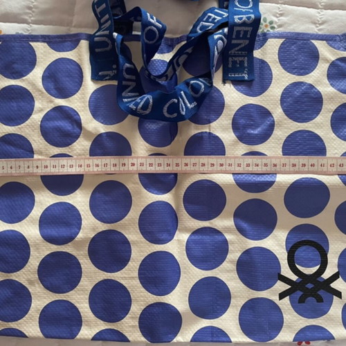 Benetton large multi-purpose shoulder bag with purple polka dots