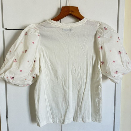 Cotton top with balloon sleeves Sinsay new, white