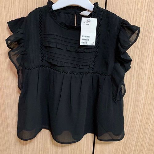 H&M Black Chiffon Blouse New, Size 134 for Girls 8-9 Years