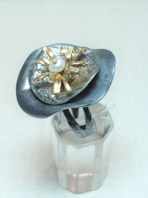 Χειροποίητο ασημένιο δαχτυλίδι .925 με pearl καινούργιο