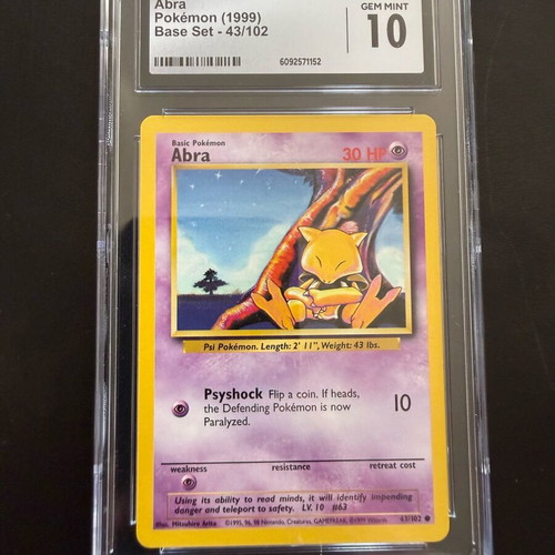 Pokémon Abra Base Set card CGC 10 new