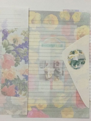 Aromatic stationery set new, 3 sets with envelope and sheet