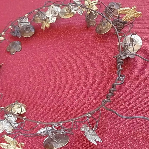 Handmade wreath with copper and bronze decoration like new