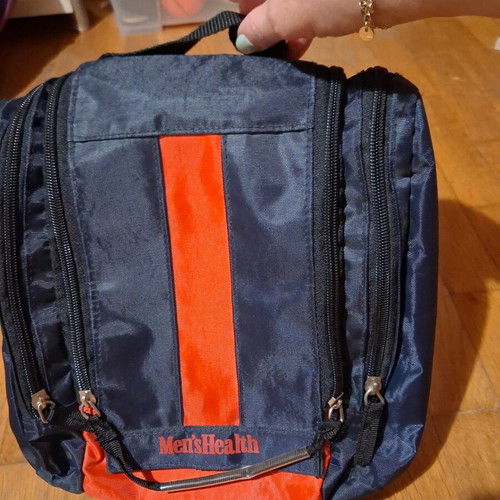 Men's toiletry bag like new, blue and red