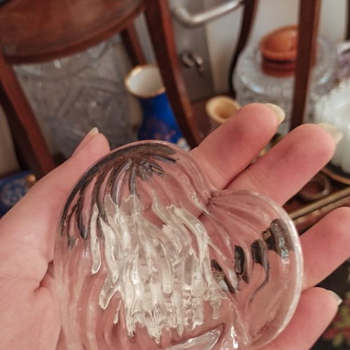 Crystal heart decoration with metal embossed praying angel like new