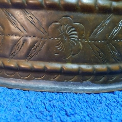 Antique copper vessel handmade and engraved used