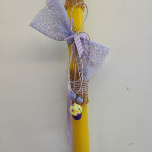 Easter candle with ceramic cup cake necklace new handmade