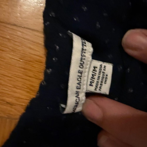 American Eagle one-shoulder blouse dark blue polka dot like new