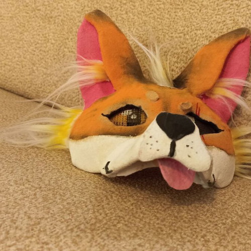 Therian Mask fox cosplay handmade, used, teen size 8-14 years