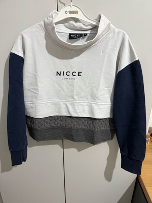 Nicce London sweatshirt used, cropped, size S, white and grey