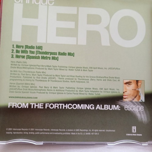 Enrique Iglesias Hero CD Single 2001, pop