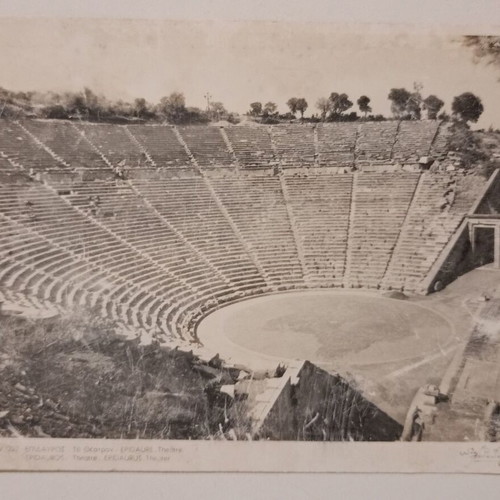 Epidaurus Theatre postcard used, black and white