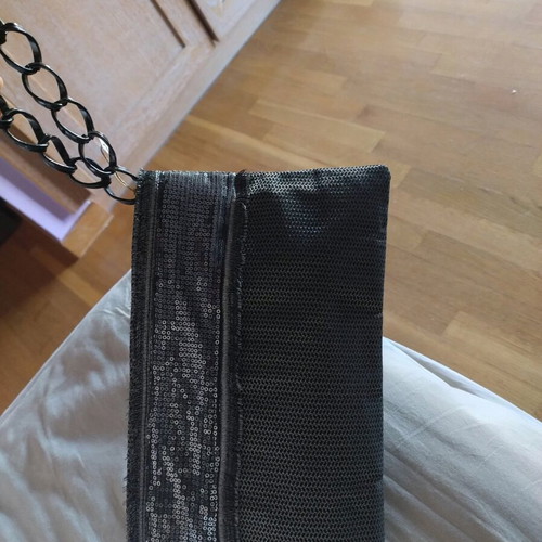 Handbag new handmade with decorative sequins black and gray