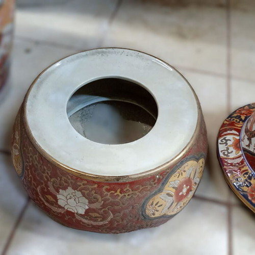 Chinese Imari Style Porcelain Floor Vase vintage, like new, 3 pieces, 92cm