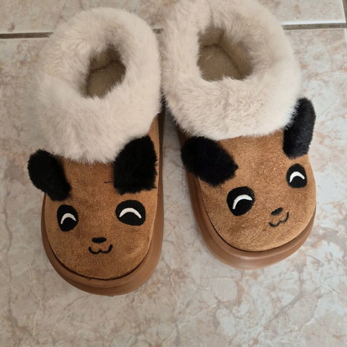 Slippers with fur teddy bear design new, size 31, beige brown
