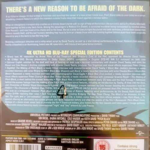 Pitch Black 4K UHD Blu-Ray new, action, adventure, sci-fi