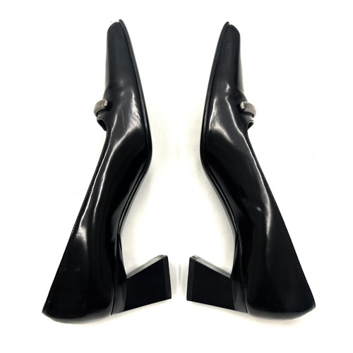 Prada mid heel leather pumps, black, size 37
