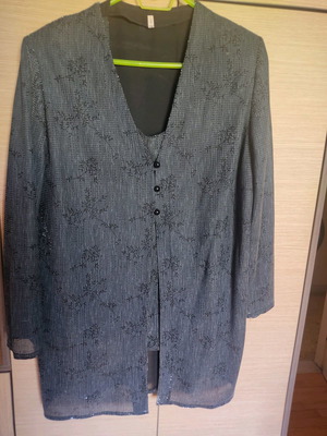 Set jacket and top formal anthracite gray, size 2, Greek made