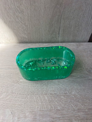green and silver storage for jewellery