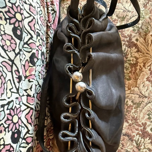 Vintage Liberty leather handbag black, used, pouch design