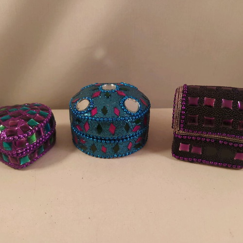 Metal boxes like new, lot of 3 vintage jewelry cases