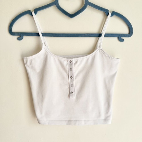 White Crop Top with Thin Straps like new, size XS