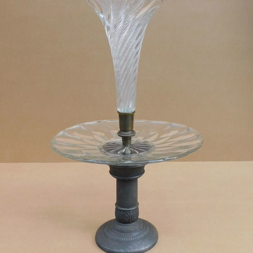 Crystal fruit bowl with metal base German, about 70 years old