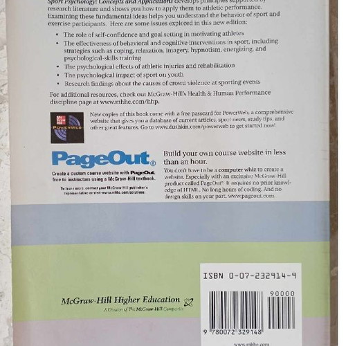 Sport Psychology Concepts and Applications 5th Edition like new book