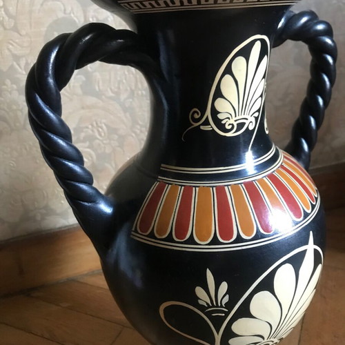 Clay Ancient Greek Amphora Replica, Decorative Vase Retro Vintage
