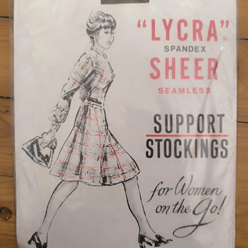 Lycra Spandex Sheer stockings for women 1966 vintage new brown