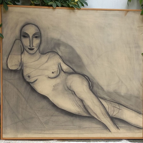Painting by N. Mavrommatis like new, charcoal on canvas