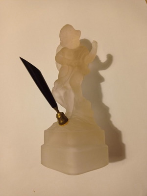 Vintage γυάλινο αγγελάκι βάση γραφείου για στυλό frosted glass art deco μεταχειρισμένο