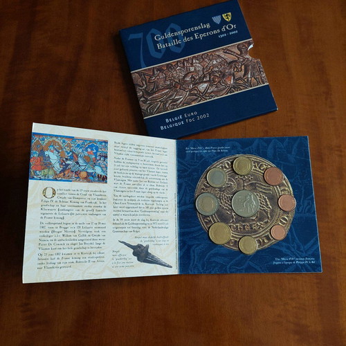Belgian 2002 FDC euro coin set original in case with medal new