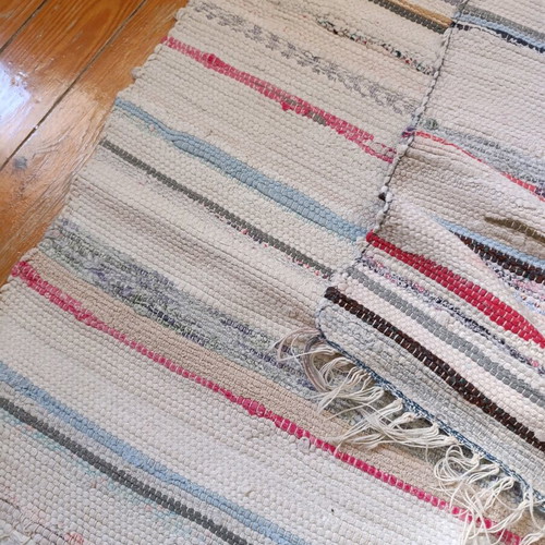 Handmade woven runner used, collectible vintage item