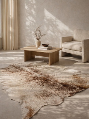 Cowhide rug 3x2 like new, natural leather with unique pattern