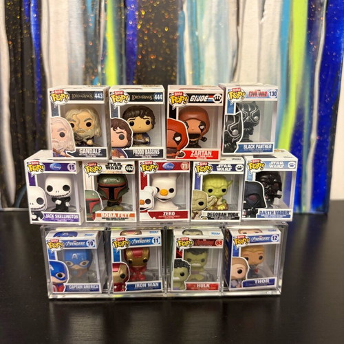 Funko Pop Bitty used, pack of 13 with 4-slot case